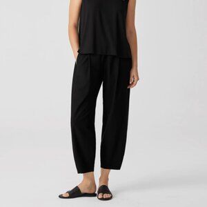 Eileen Fisher Washable Stretch Crepe Pleated Lantern Pants - Black XL - NEW